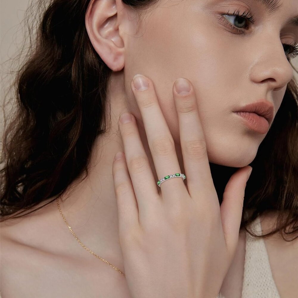 Timeless 925 Silver Stackable Birthstone Ring Wit… - image 2